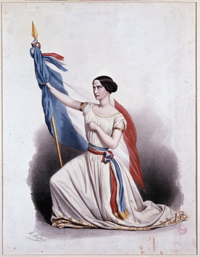 La Marseillaise gedeclassificeerd door Rachel in de Comédie Française - lithografie door Alophe door Marie Alexandre Alophe