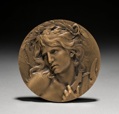 Medaille uitgereikt aan Loïe Fuller door de Franse regering: Orpheus bij de ingang van de onderwereld (voorzijde) door Marie Alexandre Lucien Coudray