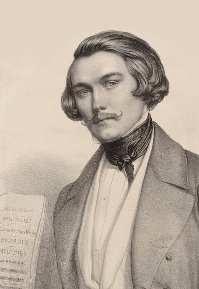 Portret van pianist en componist Alfred Quidant door Marie Alexandre Menut Alophe