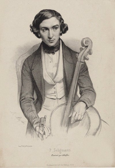 Portret van de cellist en componist Hippolyte Prosper Seligmann door Marie Alexandre Menut Alophe