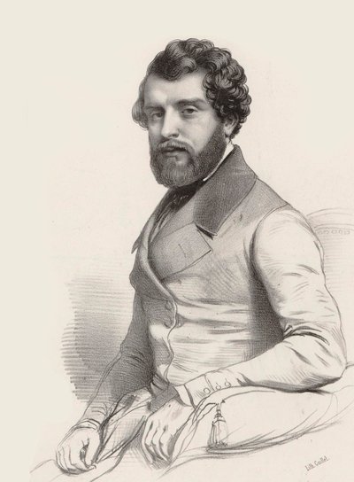 Portret van de componist Federico Ricci 1809-1877, 1844 door Marie Alexandre Menut Alophe
