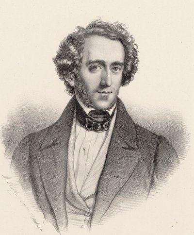 Portret van de pianist en componist Felix Mendelssohn Bartholdy 1809-1847 door Marie Alexandre Menut Alophe