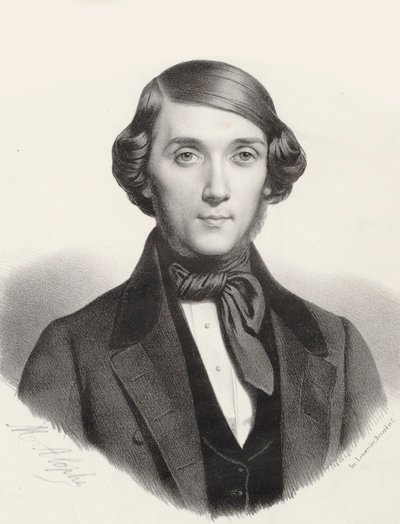 Portret van de pianist en componist Jean-Henri Ravina 1818-1906, ca. 1845 door Marie Alexandre Menut Alophe