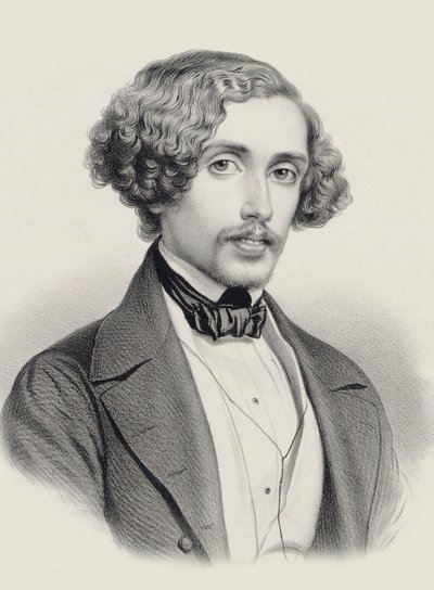 Portret van de pianist en componist Julius Schulhoff 1825-1898, 1850 door Marie Alexandre Menut Alophe