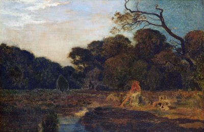 Geliefden in een Landschap door Marie Auguste Emile Rene Menard
