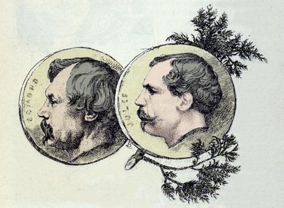 Portret van Edmond Goncourt (1822-1896) en Jules Goncourt (1830-1870) broers schrijvers. Ets door Marie Bacquemond (1841-1916) door Marie Bracquemond