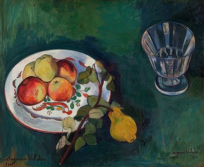 Stilleven met fruit en glas. 1910 door Marie Clementine (Suzanne) Valadon