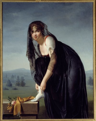 Studie van een vrouw naar de natuur, ook wel een portret van Madame Subtra (schilderij door Marie Denise Villers) door Marie Denise Villers