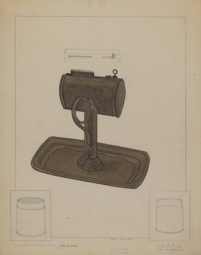 Lamp en talgzeef, ca. 1936 door Marie Famularo