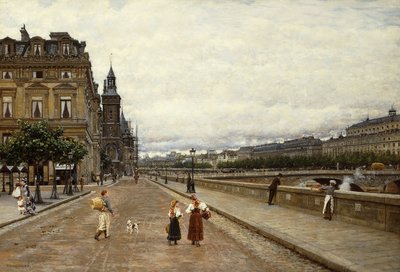 Vroege ochtend langs de Seine door Marie Francois Firmin Girard