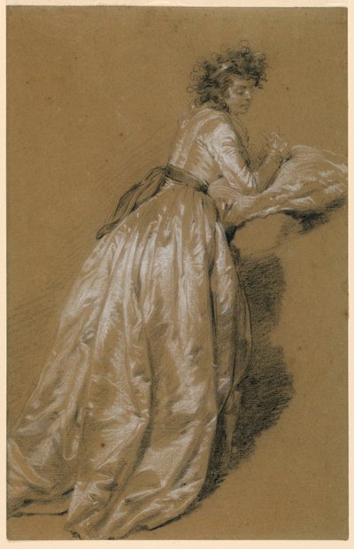 Staande vrouw in een witte jurk door Marie Françoise Constance Mayer