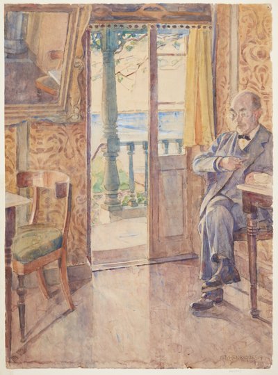 De schilder Tom Petersen, zittend in een veranda door Marie Henriques