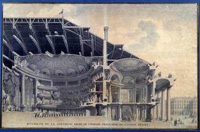 Architectuur: Uitzicht vanuit het interieur van de nieuwe zaal van de Comédie Française de l