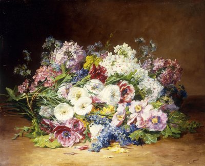 Een prachtig boeket van verschillende bloemen, ca. 1861 door Marie Therese Lemaire