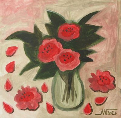 Abstracte rode bloemen door Marina Gorkaeva