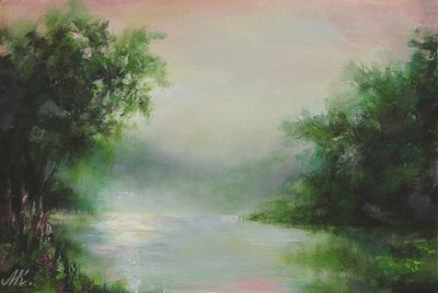 Rivier op een mistige ochtend door Marina Kozyr
