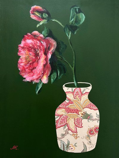 Levendig roze bloemenvaas door Marina Kozyr