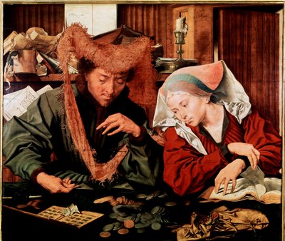 De geldschieter en zijn vrouw door Marinus van Reymerswaele