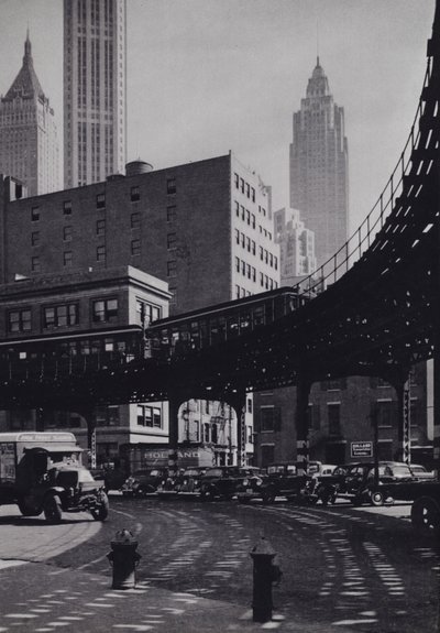 Manhattan: Coenties Slip, verhoogde spoorweg door Mario Bucovich