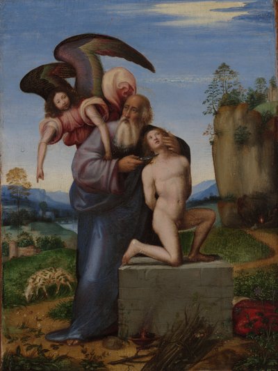 Het offer van Isaac door Mariotto Albertinelli