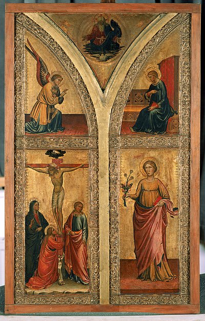 Altaarvleugel die de Kruisiging, St. Dorothea en andere heiligen afbeeldt, ca.1420 door Mariotto di Nardo