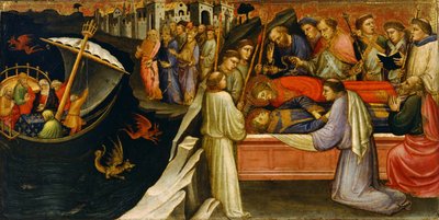 Predellapaneel met scènes uit de legende van Sint Stefanus, 1408 door Mariotto di Nardo