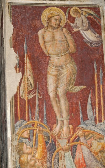 St. Sebastiaan, fresco door Mariotto di Nardo, Kerk van Santa Maria Maggiore, Florence (UNESCO Werelderfgoedlijst) door Mariotto di Nardo