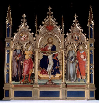 De Heilige Drie-eenheid en Heiligen (schilderij) door Mariotto di Nardo