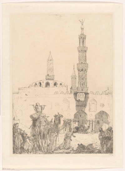 Al-Azhar-moskee in Caïro door Marius Bauer (signed by artist)