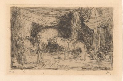 Bazaar in Smyrna door Marius Bauer (signed by artist)