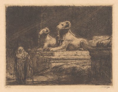 Egyptische tempelwachters door Marius Bauer (signed by artist)