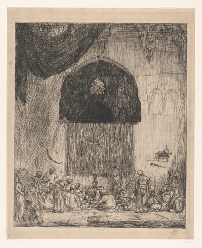Etende, oosterse mannen door Marius Bauer (signed by artist)