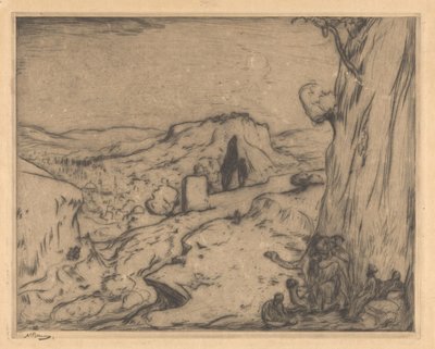 Gezicht op een oosterse stad in een dal door Marius Bauer (signed by artist)