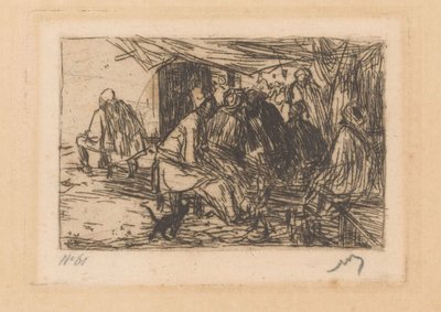 Koffiehuis in Constantinopel door Marius Bauer (signed by artist)
