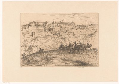 Ruiters op een heuvel door Marius Bauer (signed by artist)