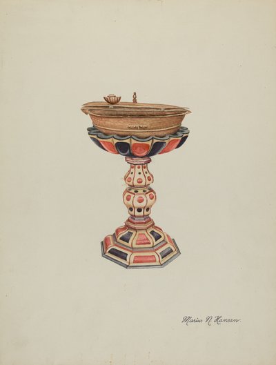Doopvont en Standaard, ca. 1939 door Marius Hansen