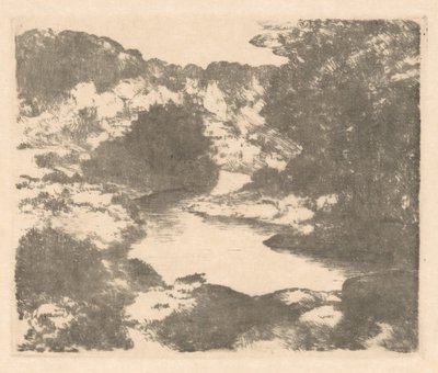 Heuvellandschap met rivier door Marius Holleman
