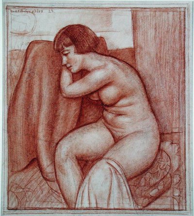 Zittende naakte figuur door Mark Gertler