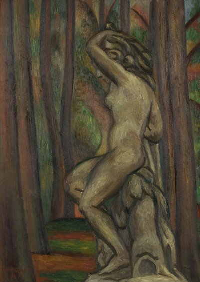 Standbeeld in een park door Mark Gertler