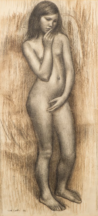 Studie van een staand meisje door Mark Gertler
