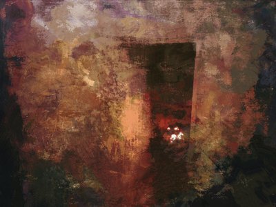 Ierse cottagereeks - voordeur/roze muur met turfvuur door Mark Gordon