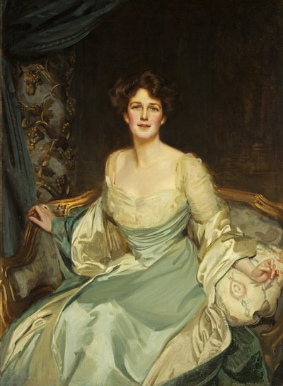 Portret van de eerbiedwaardige mevrouw York in avondjurk door Mark Richard Milbanke