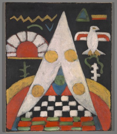 Een Abstracte Schikking van Amerikaanse Indiaanse Symbolen door Marsden Hartley