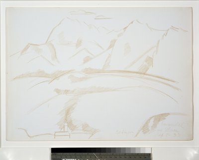 Berglandschap met kerktoren op de voorgrond door Marsden Hartley