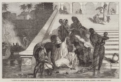 Een Scène bij een Ghat aan de Oevers van de Ganges, van de Tentoonstelling van de Koninklijke Academie door Marshall Claxton