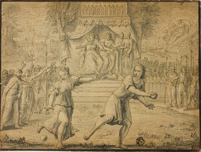 Atlanta racet Hippomenes door Marten de Vos