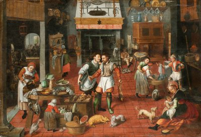 Keukeninterieur door Marten van Cleve the Elder