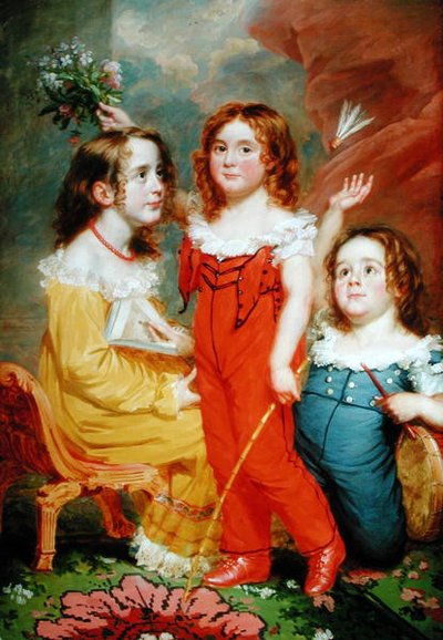 Drie kinderen in een interieur door Martin Archer (attr. to) Shee