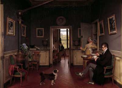 Een interieur van een eetkamer in 1815 door Martin Drölling
