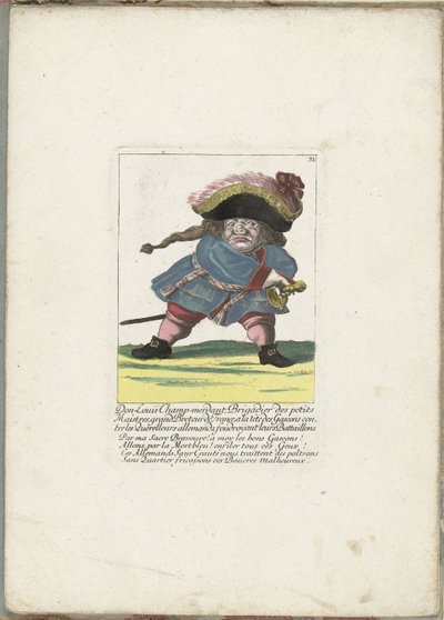 De Franse dwerg Don Luis Champ-merdant, ca. 1710 door Martin Engelbrecht (attributed to)